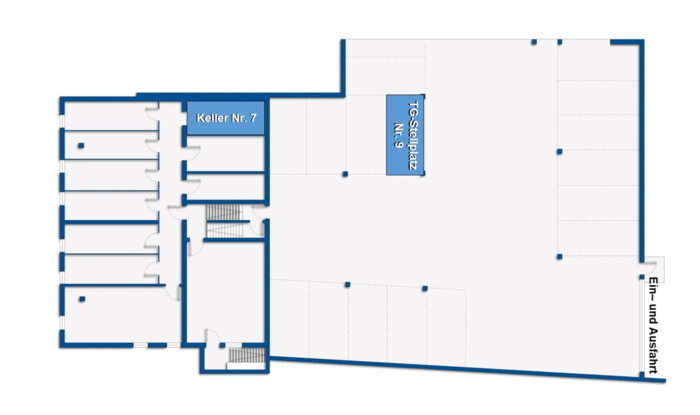 Grundriss-Tiefgaragenabstellplatz und Keller